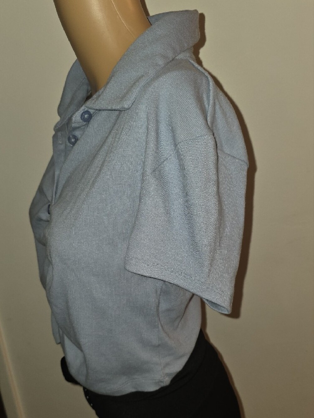 Aeropostale Light Blue Cropped Button-Front Polo - Picture 5 of 7